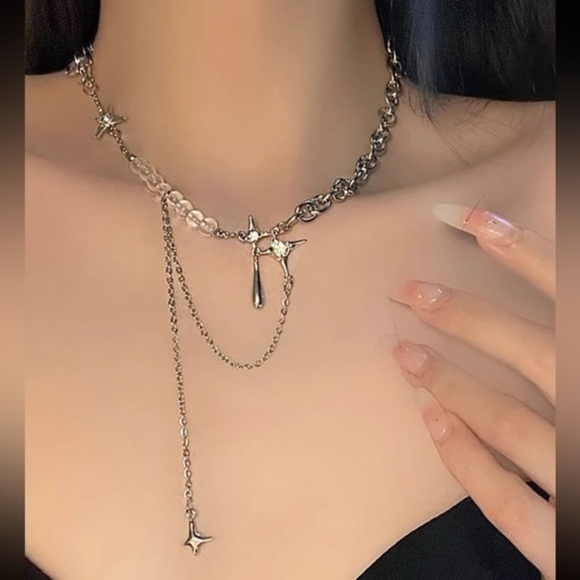 Jewelry - SILVER 3/$30 Star Beaded Lariat Necklace